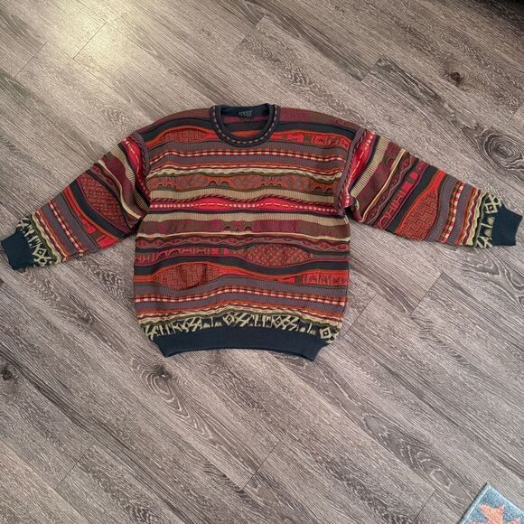 Emaroo Australia Men's Multicolor 3D Cable Knit Wool Sweater - Picture 1 of 7